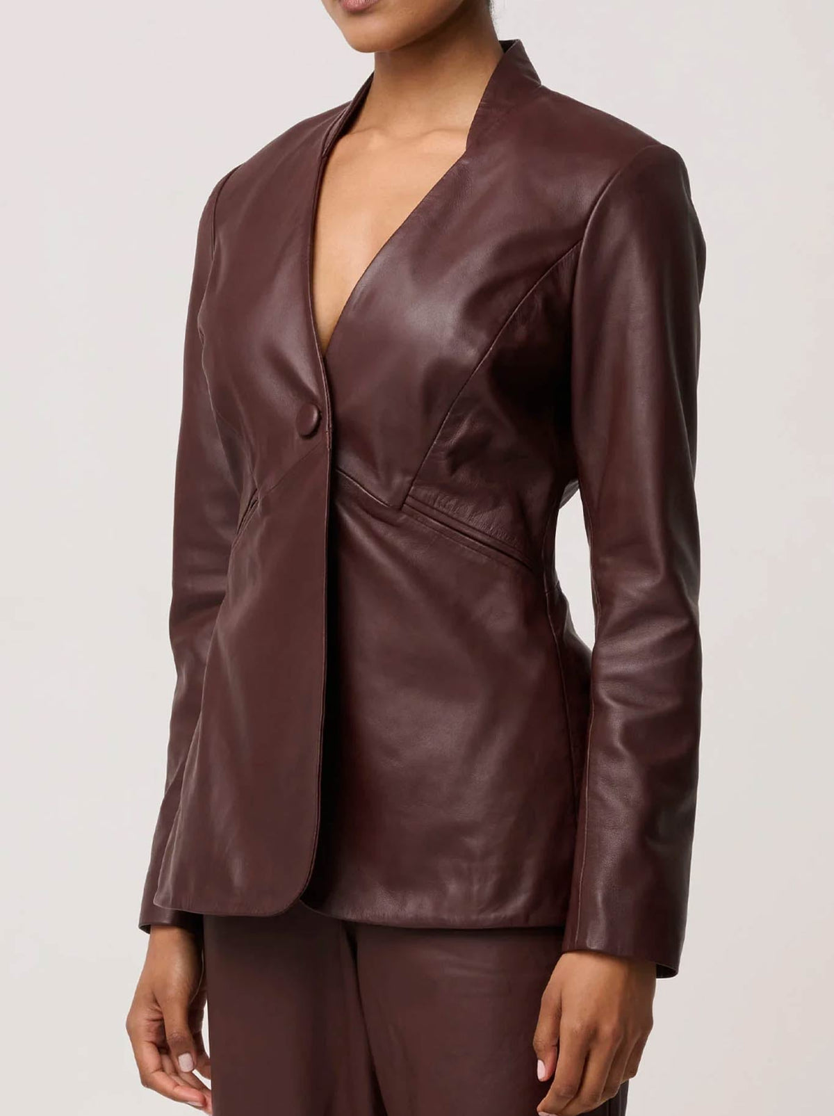 ONCE WAS CALYPSO LEATHER BLAZER (Oxblood)