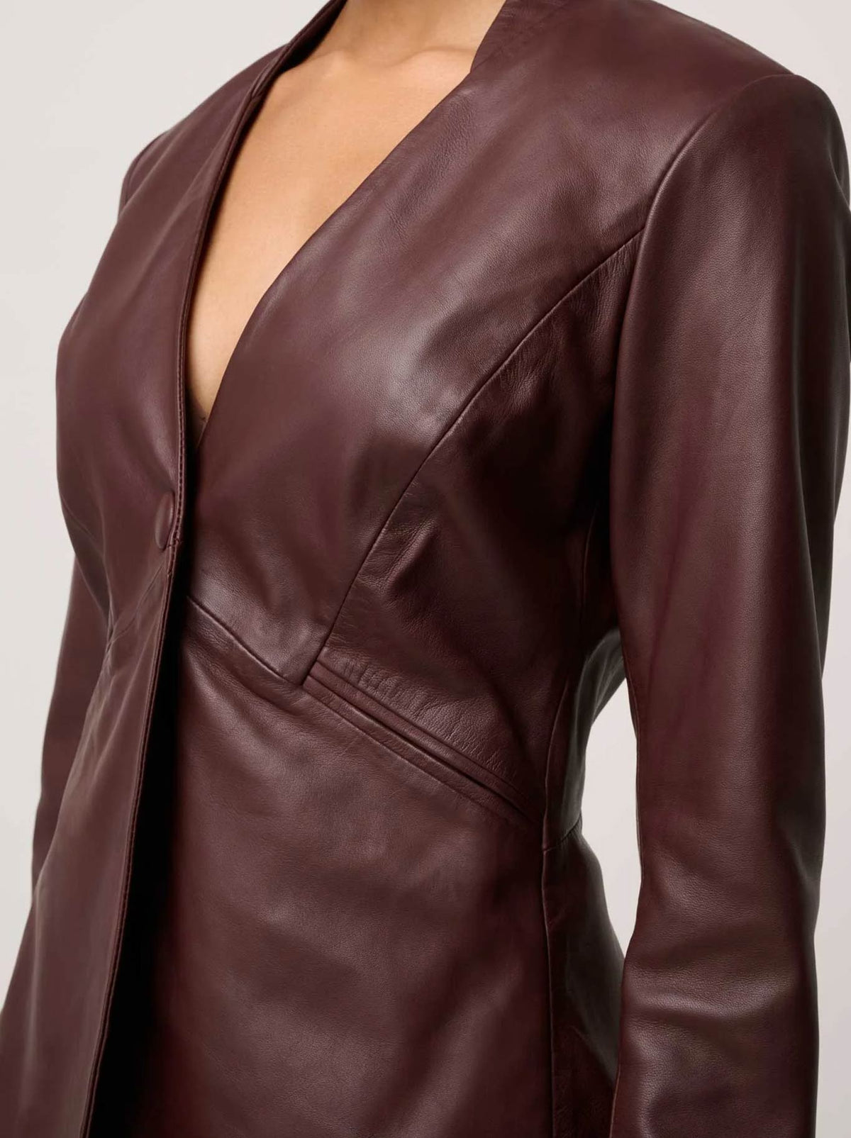 ONCE WAS CALYPSO LEATHER BLAZER (Oxblood)