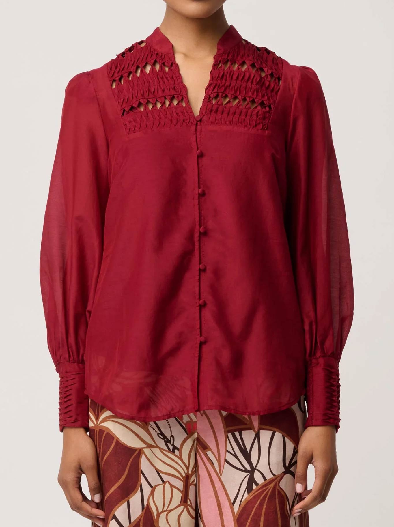 Image of Shirts. Product name - Once Was Gillian Shirt in Ruby colour by brand - Once Was