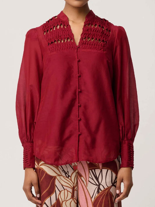 Image of Shirts. Product name - Once Was Gillian Shirt in Ruby colour by brand - Once Was
