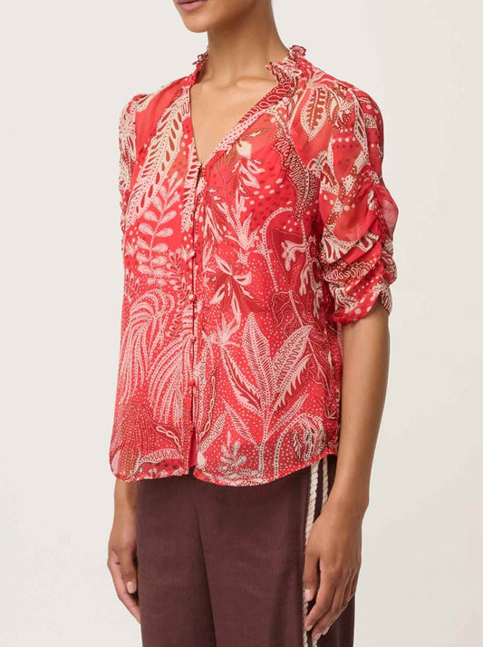 ONCE WAS LUNETTE BLOUSE (Crimson)