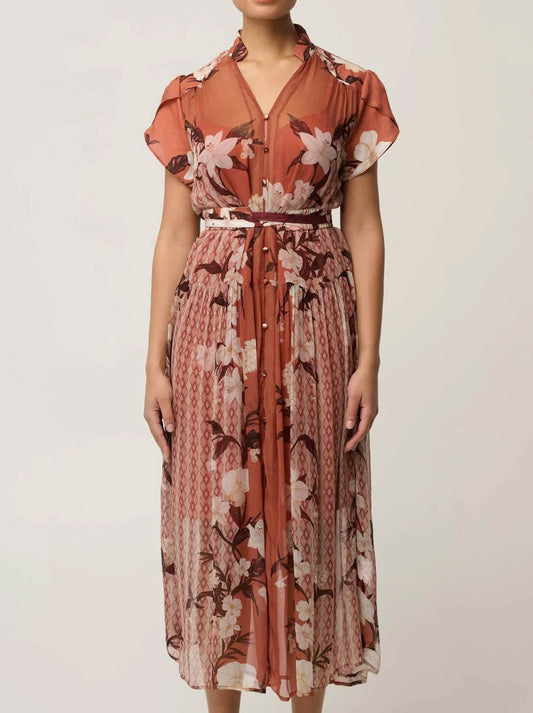 Image of Dresses. Product name - Once Was Perla Dress in Amber Vine colour by brand - Once Was