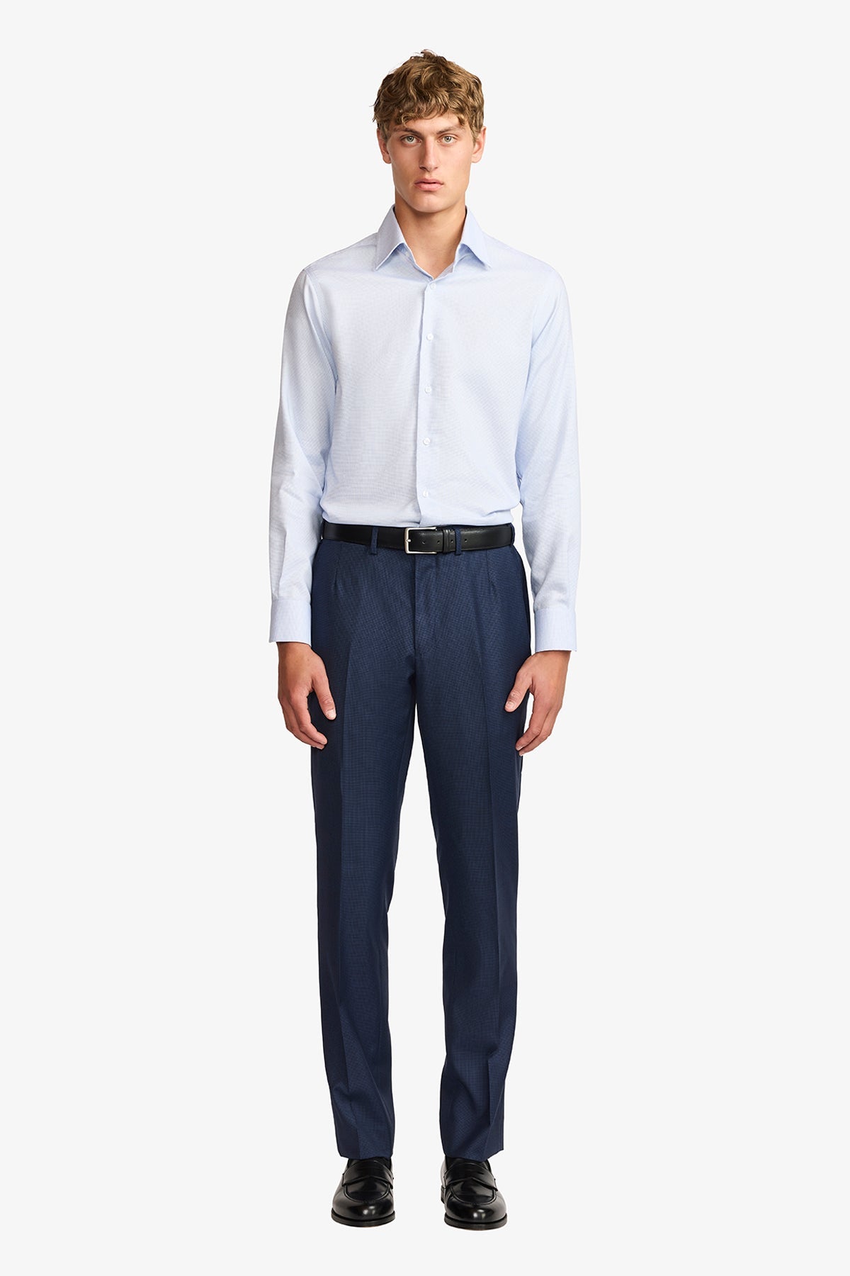Image of Shirts. Product name - Onder formal shirt blue microdesign in Blue colour by brand - Anthony Squires