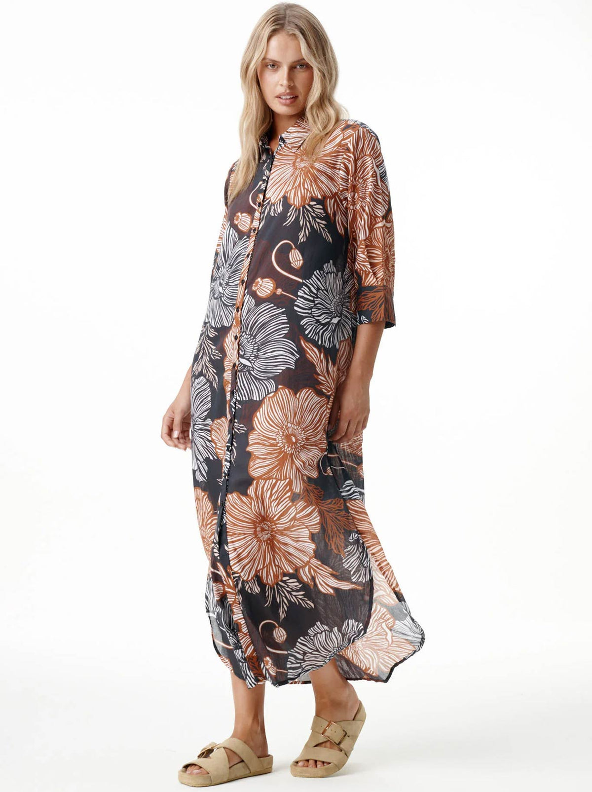 ONE SEASON LONG DAISY DRESS (Black Tan)