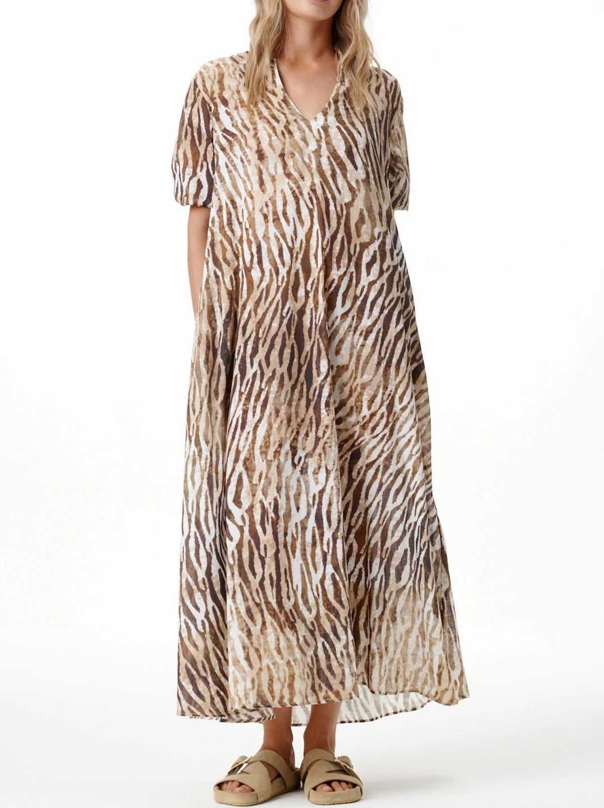 Image of Dresses. Product name - ONE SEASON SAVANNA LONG GRACE DRESS in Brown colour by brand - One Season