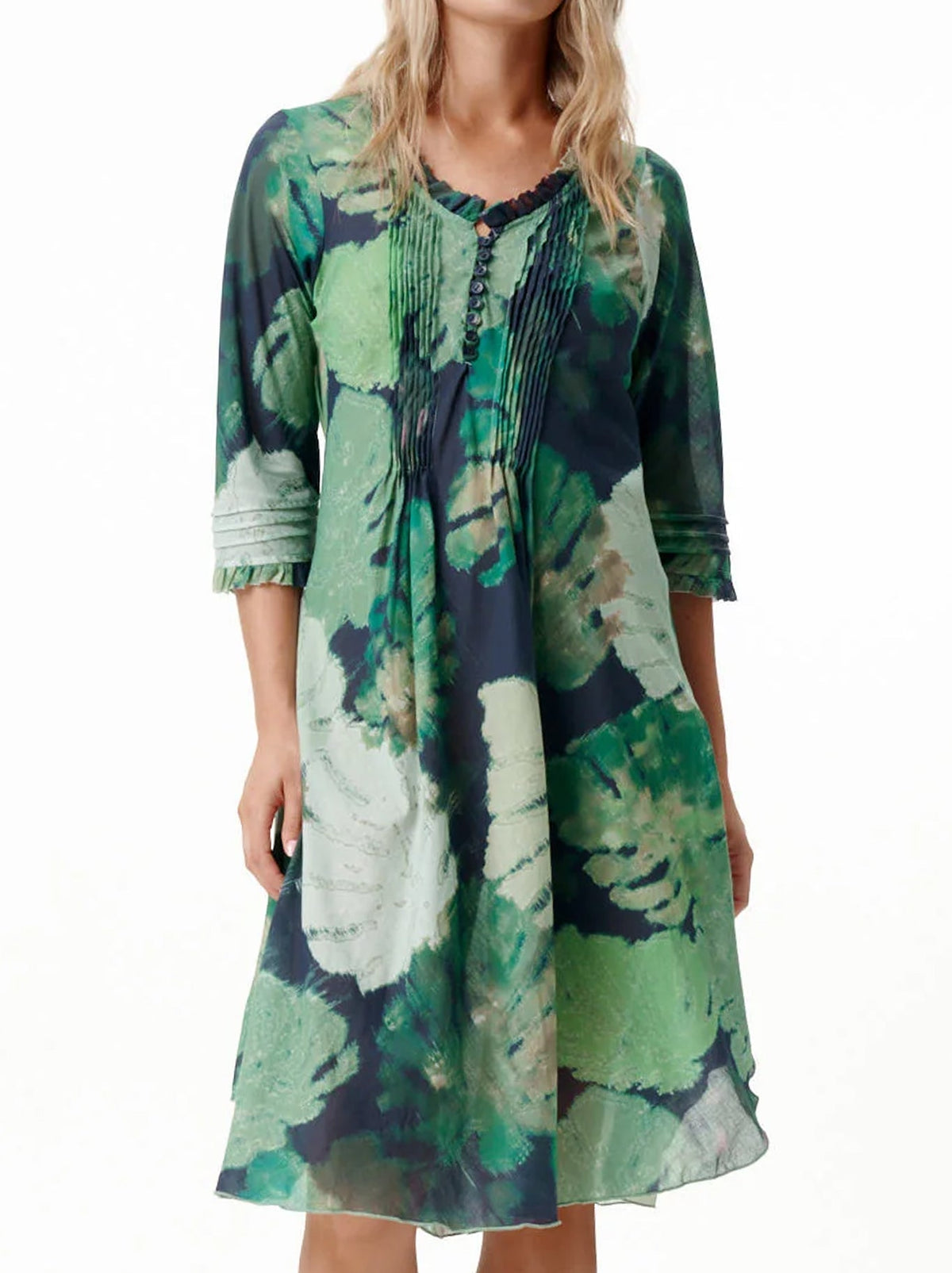 Image of Dresses. Product name - ONE SEASON MONSTERA NIGHT MIDDY POPPY DRESS in Green colour by brand - One Season