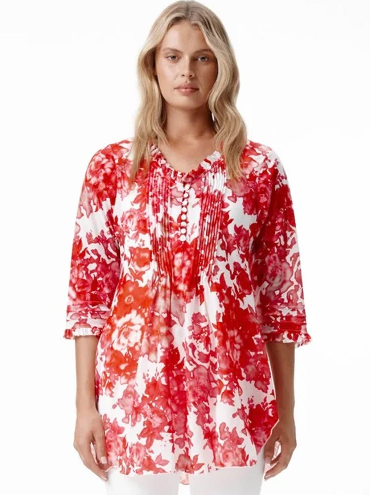 Image of a model wearing Tops. Product name - ONE SEASON POPPY TOP in White colour by brand - One Season