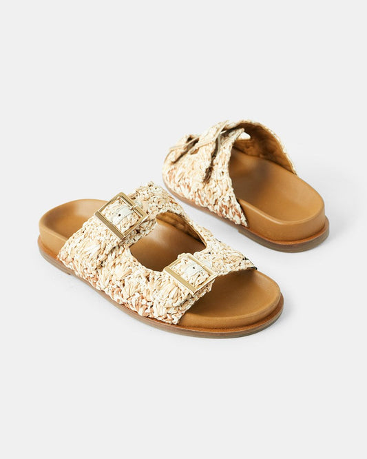 Image of Slippers. Product name - Onyx Slide in Crema colour by brand - 0