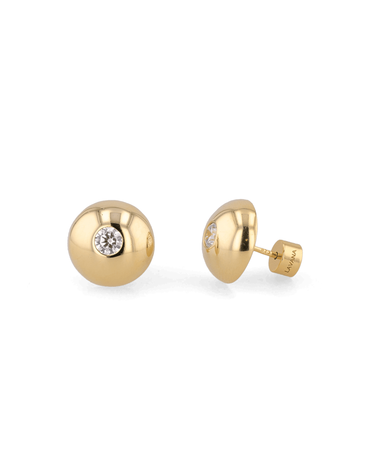 Image of Earrings. Product name - Orbit Gold Stud Earrings in colour by brand - LAVANA