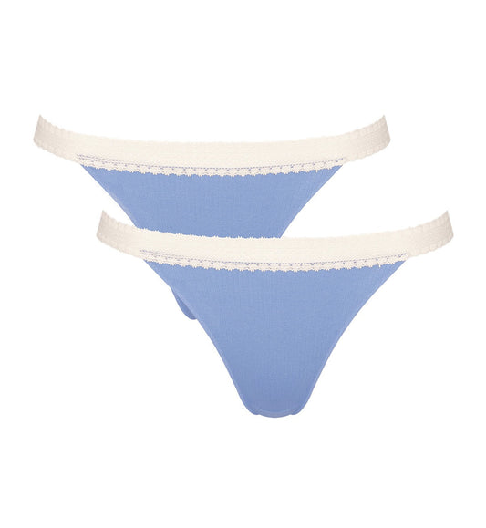 Image of Briefs. Productname: Triumph Sloggi Go Ribbed Tanga Twin Pack in Riviera colour by brand - Triumph