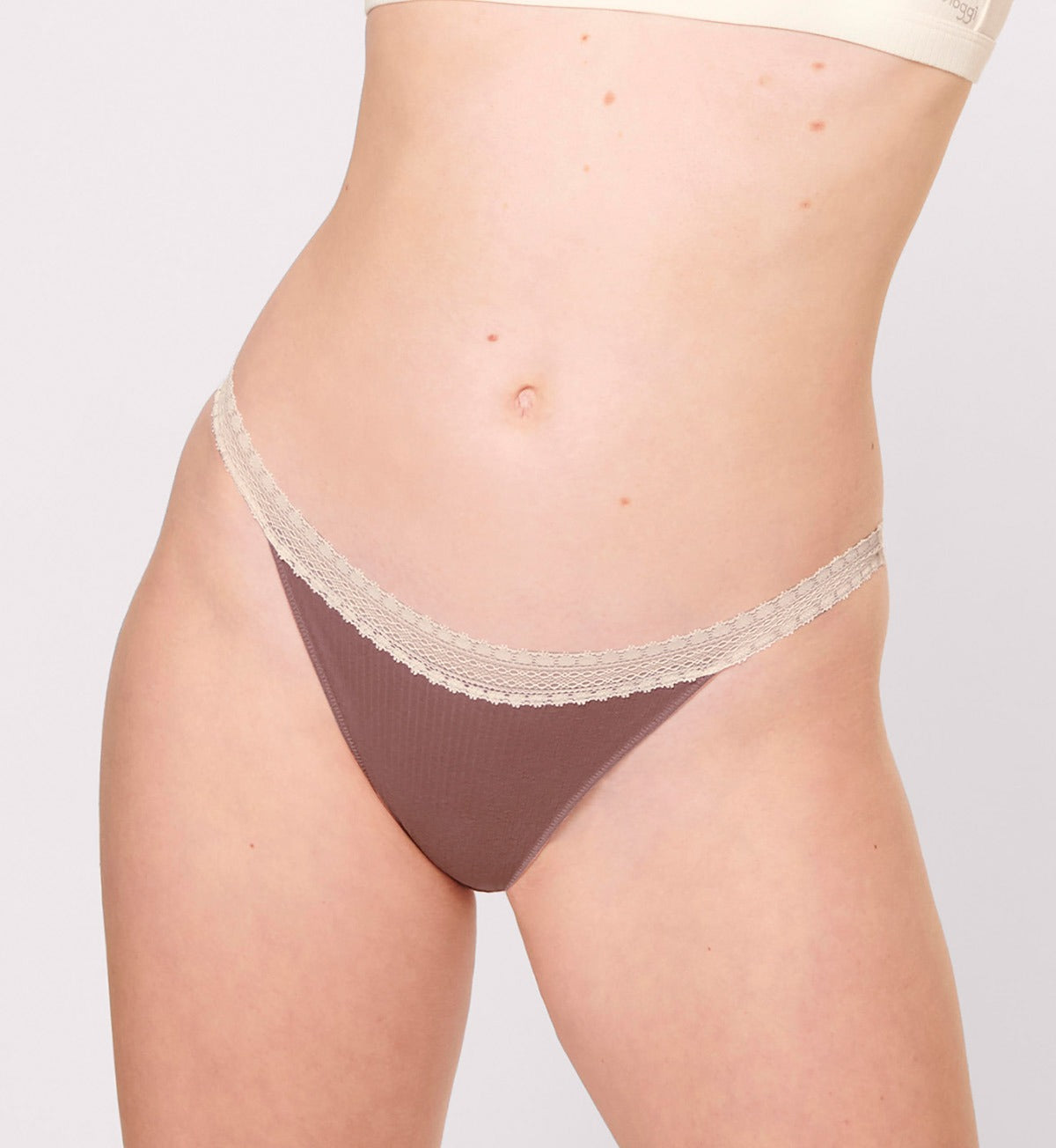 Triumph Sloggi Go Ribbed Tanga Twin Pack (Brown Light Combination)