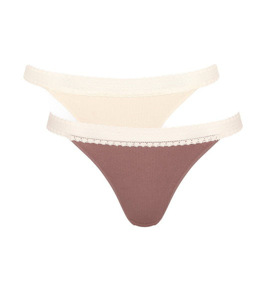 Image of Briefs. Productname: Triumph Sloggi Go Ribbed Tanga Twin Pack in Brown Light Combination colour by brand - Triumph