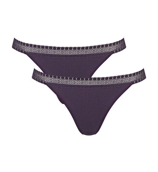 Image of Briefs. Productname: Triumph Sloggi Go Ribbed Tanga Twin Pack in Blueberry colour by brand - Triumph
