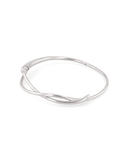 Image of Jewelry. Product name - Organic Fluid Silver Bangle in colour by brand - LAVANA