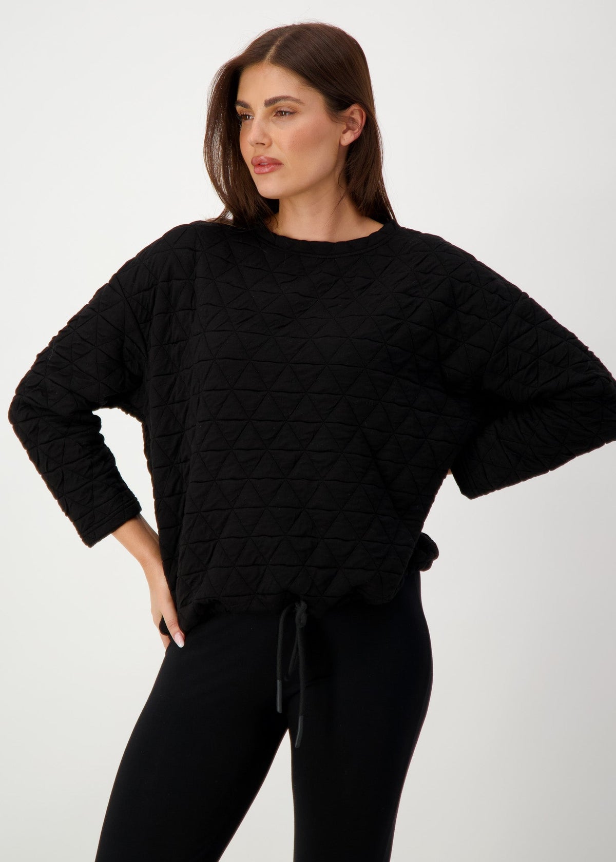 Lou Lou Sacha Oversized Quilted Bamboo Sweater (Black)