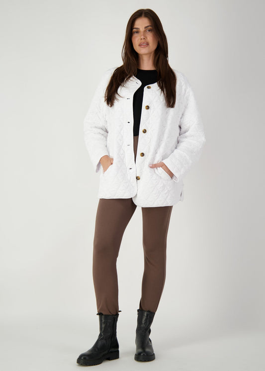 Image of Coats & Jackets. Product name - Quincy Quilted Bamboo Oversized Jacket White in White colour by brand - Lou Lou