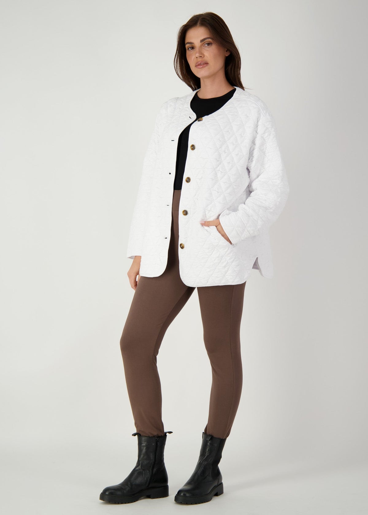 Lou Lou Quincy Quilted Bamboo Oversized Jacket (White)