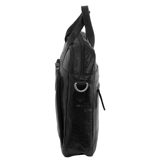 Pierre Cardin Rustic Leather Computer Bag (Black)