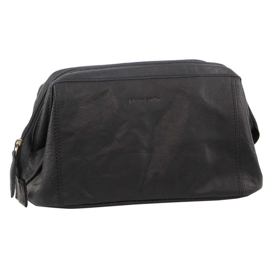Image of Bags. Productname: Pierre Cardin Rustic Leather Toiletry in Black colour by brand - Pierre Cardin