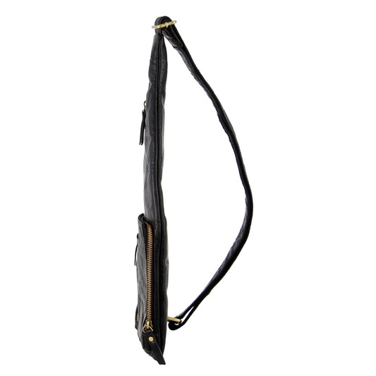 Pierre Cardin Rustic Leather Sling Bag (Black)