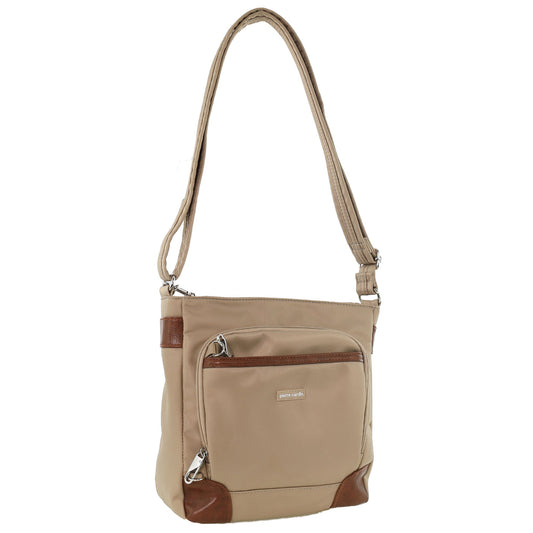 Image of Bags. Productname: Pierre Cardin Anti-Theft Square Cross-Body Bag in Camel colour by brand - Pierre Cardin