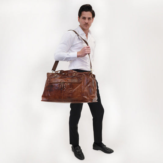 Pierre Cardin Leather Multi-Compartment Overnight Bag (Legend)