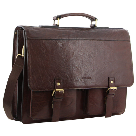 Image of Bags. Productname: Pierre Cardin Men's Leather Business/Computer Bag in Brown colour by brand - Pierre Cardin