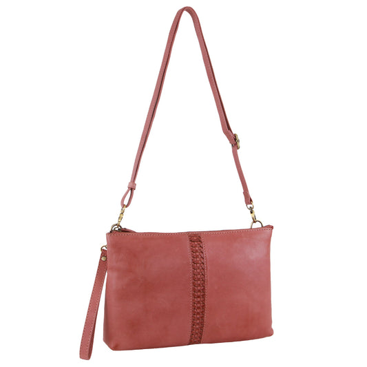 Image of Bags. Productname: Pierre Cardin Leather Wristlet Crossbody Bag in Marsala colour by brand - Pierre Cardin