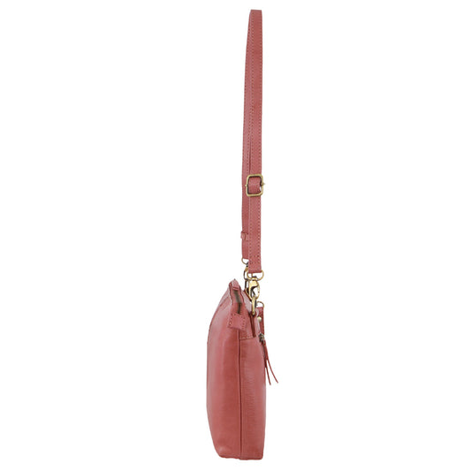 Pierre Cardin Leather Wristlet Crossbody Bag (Marsala)