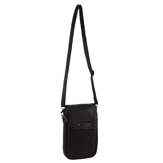 Image of Bags. Productname: Pierre Cardin Leather Embossed Woven Ladies Wallet Bag in Black colour by brand - Pierre Cardin