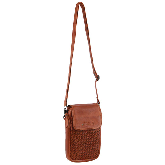Image of Bags. Productname: Pierre Cardin Leather Embossed Woven Ladies Wallet Bag in Cognac colour by brand - Pierre Cardin