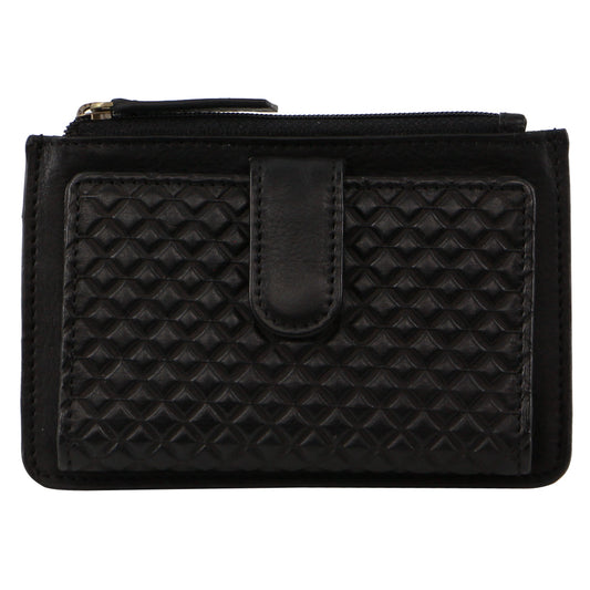Image of Wallets & Money Clips. Productname: Pierre Cardin leather Diamond Pattern Emboss Zip Purse Wallet in Black colour by brand - Pierre Cardin