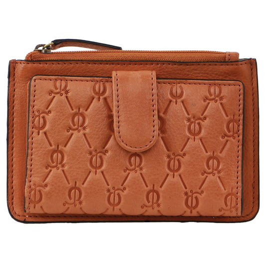 Image of Wallets & Money Clips. Productname: Pierre Cardin Leather Pattern Embossed Pattern Zip Purse Wallet in Apricot colour by brand - Pierre Cardin