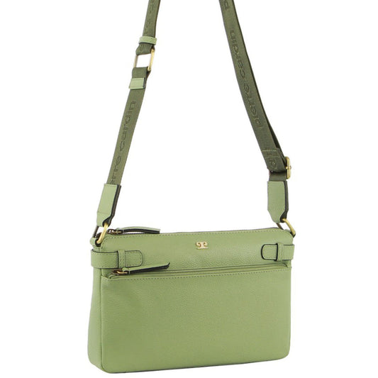 Image of Bags. Productname: Pierre Cardin Ladies Leather Webbing Strap Handbag in Jade colour by brand - Pierre Cardin