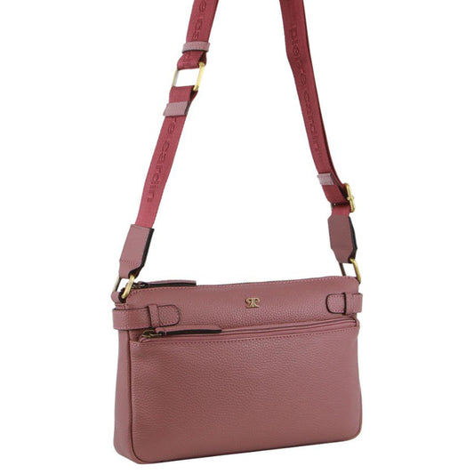 Image of Bags. Productname: Pierre Cardin Ladies Leather Webbing Strap Handbag in Rose colour by brand - Pierre Cardin