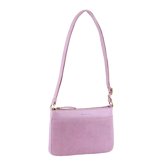 Image of Bags. Productname: Pierre Cardin Leather Textured Crossbody Bag in Pink colour by brand - Pierre Cardin