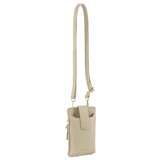 Image of Bags. Productname: Pierre Cardin Leather Phone Bag in Cement colour by brand - Pierre Cardin