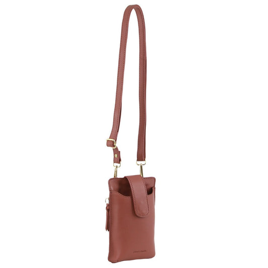 Image of Bags. Productname: Pierre Cardin Leather Phone Bag in Rose colour by brand - Pierre Cardin