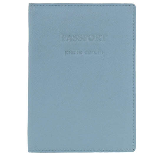 Image of Wallets. Productname: Pierre Cardin Leather Passport Wallet Cover in Aqua colour by brand - Pierre Cardin