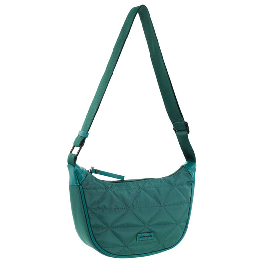 Image of Bags. Productname: Pierre Cardin Ladies Nylon Crescent Cross-Body Bag in Green colour by brand - Pierre Cardin