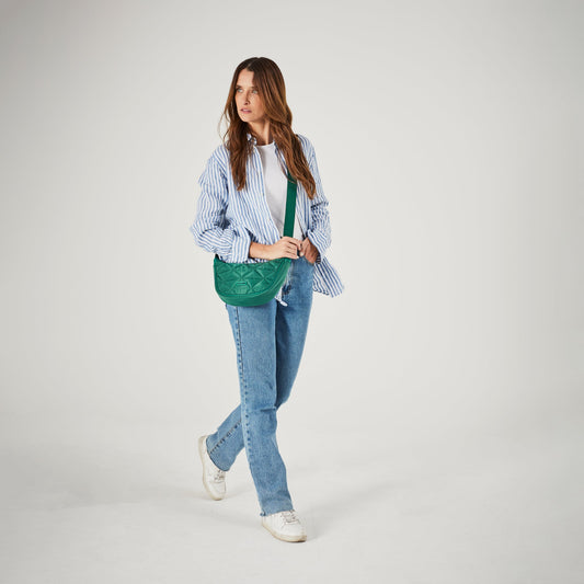 Pierre Cardin Ladies Nylon Crescent Cross-Body Bag (Green)