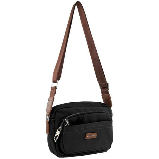 Image of Bags. Productname: Pierre Cardin RFID Anti-Theft Nylon Crossbody Bag in Black colour by brand - Pierre Cardin