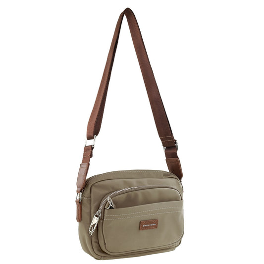Image of Bags. Productname: Pierre Cardin RFID Anti-Theft Nylon Crossbody Bag in Camel colour by brand - Pierre Cardin