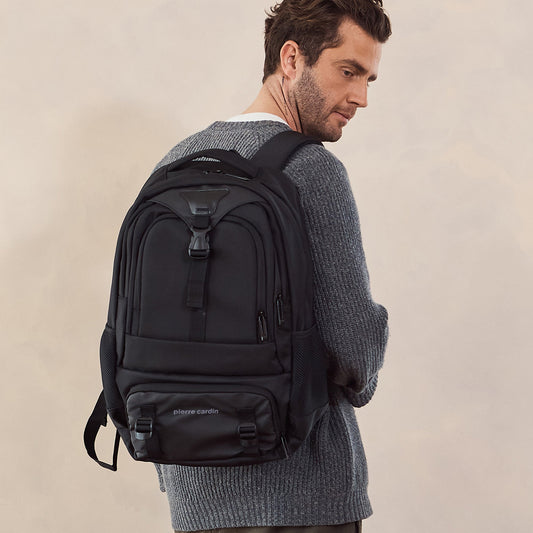 Pierre Cardin Mens Nylon Computer/Business Backpack (Black)