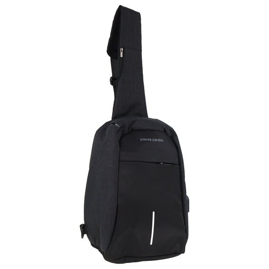 Image of Bags. Productname: Pierre Cardin Mens Nylon Sling Bag in Black colour by brand - Pierre Cardin