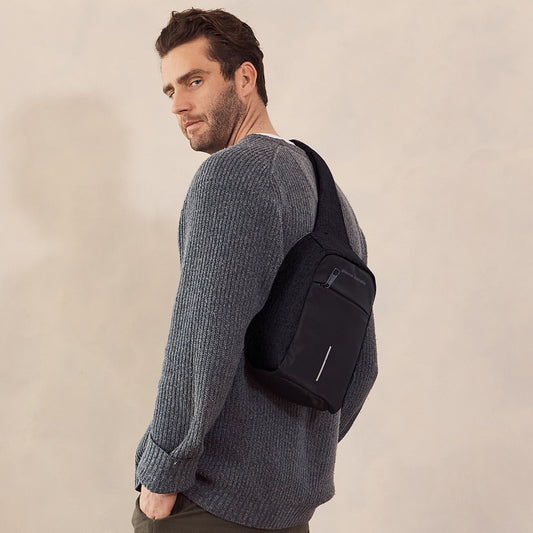 Pierre Cardin Mens Nylon Sling Bag (Black)