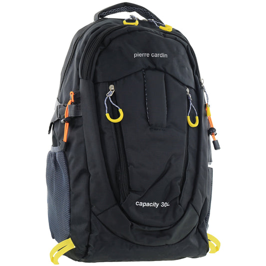 Image of Bags. Productname: Pierre Cardin Mens 30L Nylon Adventure Backpack in Black colour by brand - Pierre Cardin