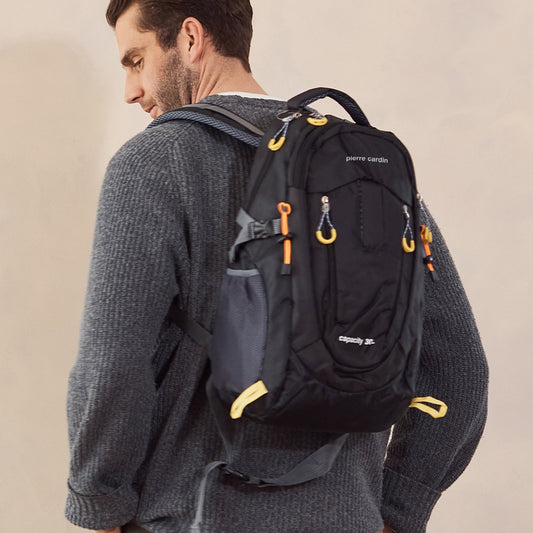 Pierre Cardin Mens 30L Nylon Adventure Backpack (Black)