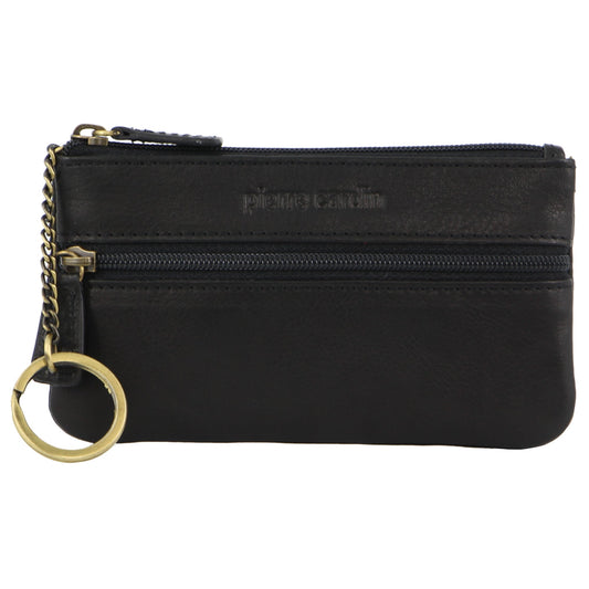 Pierre Cardin Leather Coin Purse/Key Holder (Black)