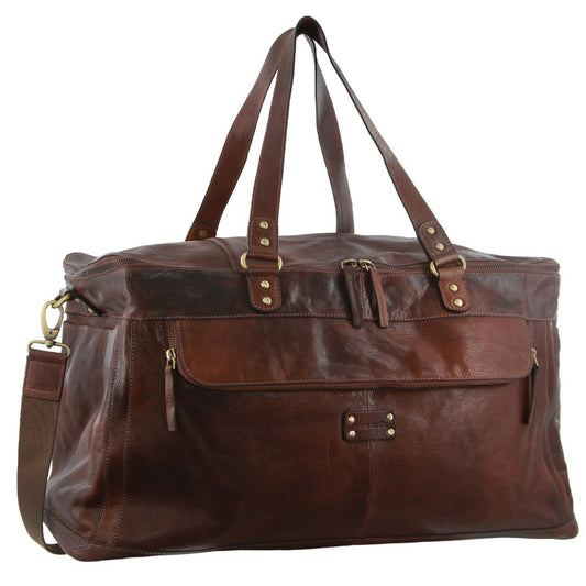 Image of Bags. Productname: Pierre Cardin Leather Multi-Compartment Overnight Bag in Legend colour by brand - Pierre Cardin